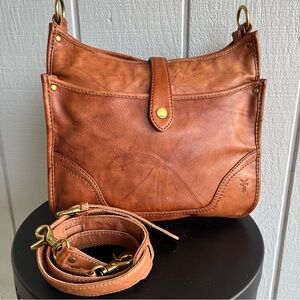 Frye Leather Crossbody Bag Campus Madison in Cognac Caramel Brown
